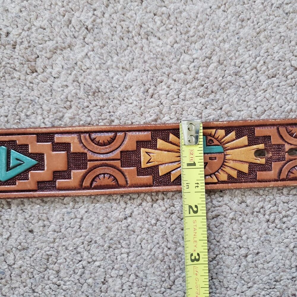Vintage Chambers Phoenix Arizona Hand Painted And Tooled Leather Belt Size 36 - Picture 6 of 7